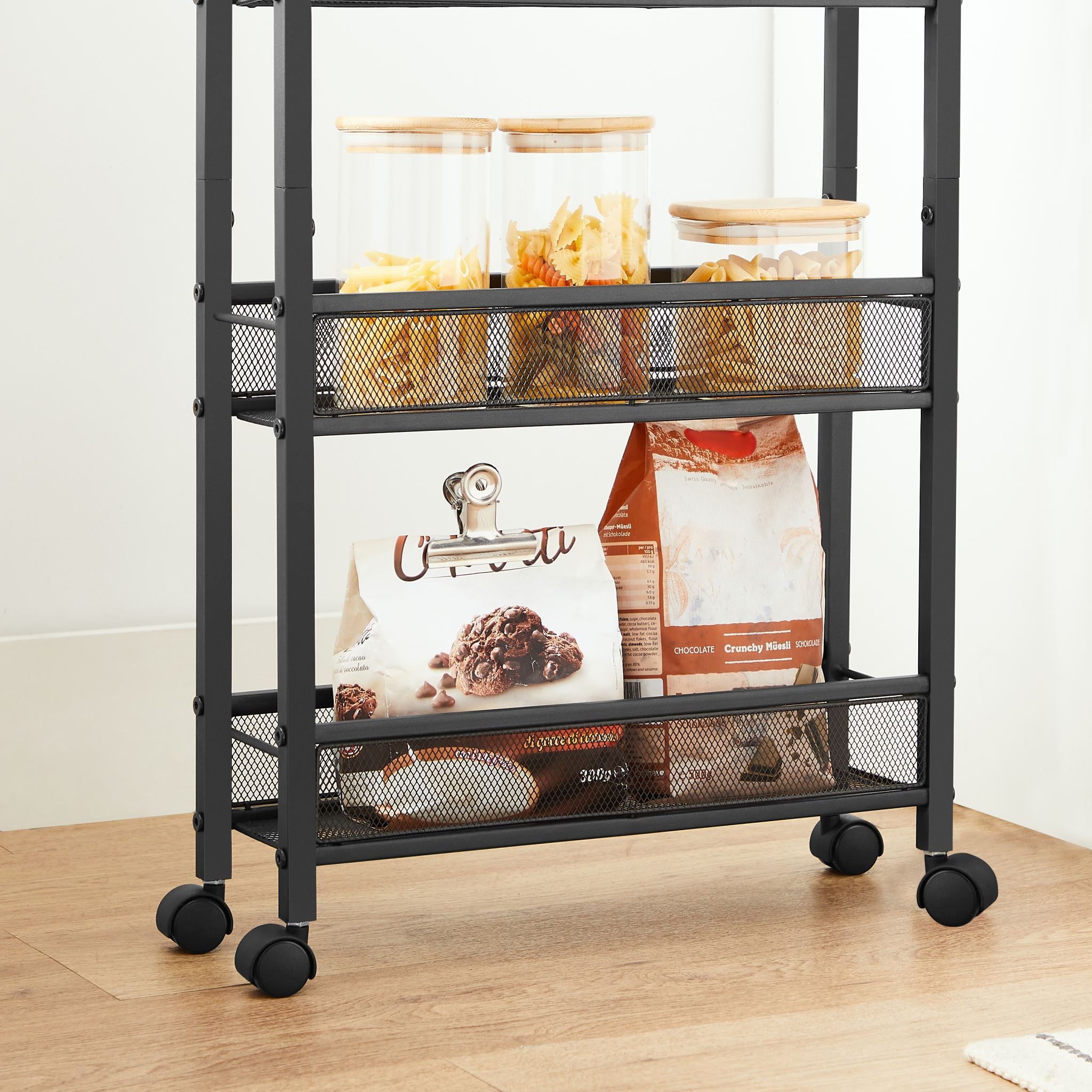 VASAGLE 3 Tiers Utility Rolling Cart Kitchen Trolley