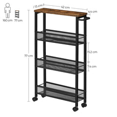 VASAGLE 3 Tiers Utility Rolling Cart Kitchen Trolley