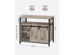 VASAGLE Kitchen Cabinet, 2 Sliding Doors, Storage