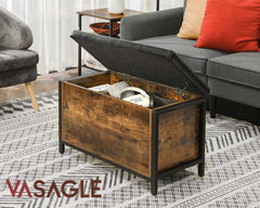 VASAGLE Shoe Bench w/ Flip Door Storage, Brown & Black