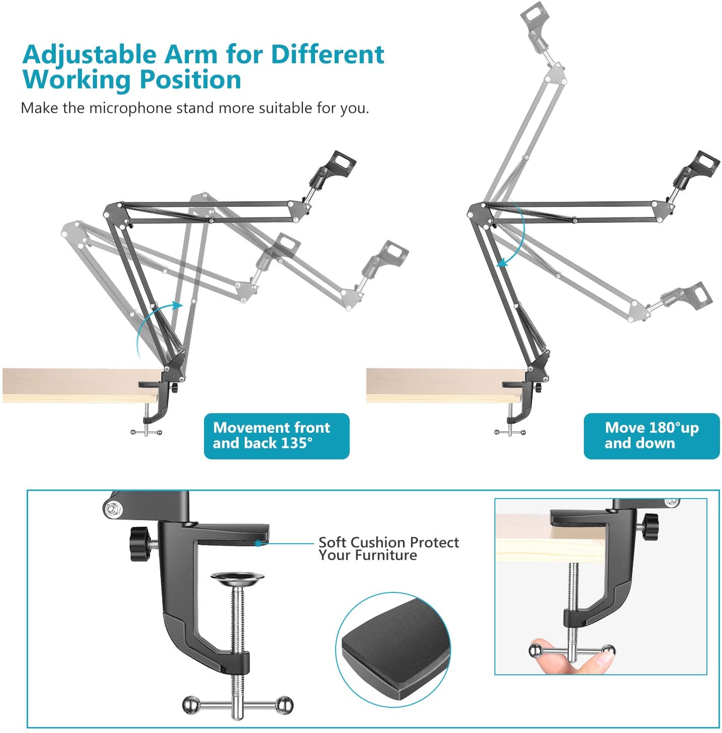 Microphone Boom Arm Microphone Stand- Desk Adjustable - The Shopsite