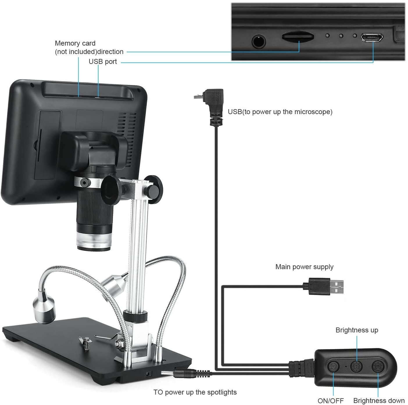 Digital Microscope 7 Inch 1080P LCD Screen - The Shopsite