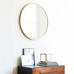 Round Wall Mirror Bathroom Makeup Mirror 60Cm Vanity Shape Gold Color - The Shopsite