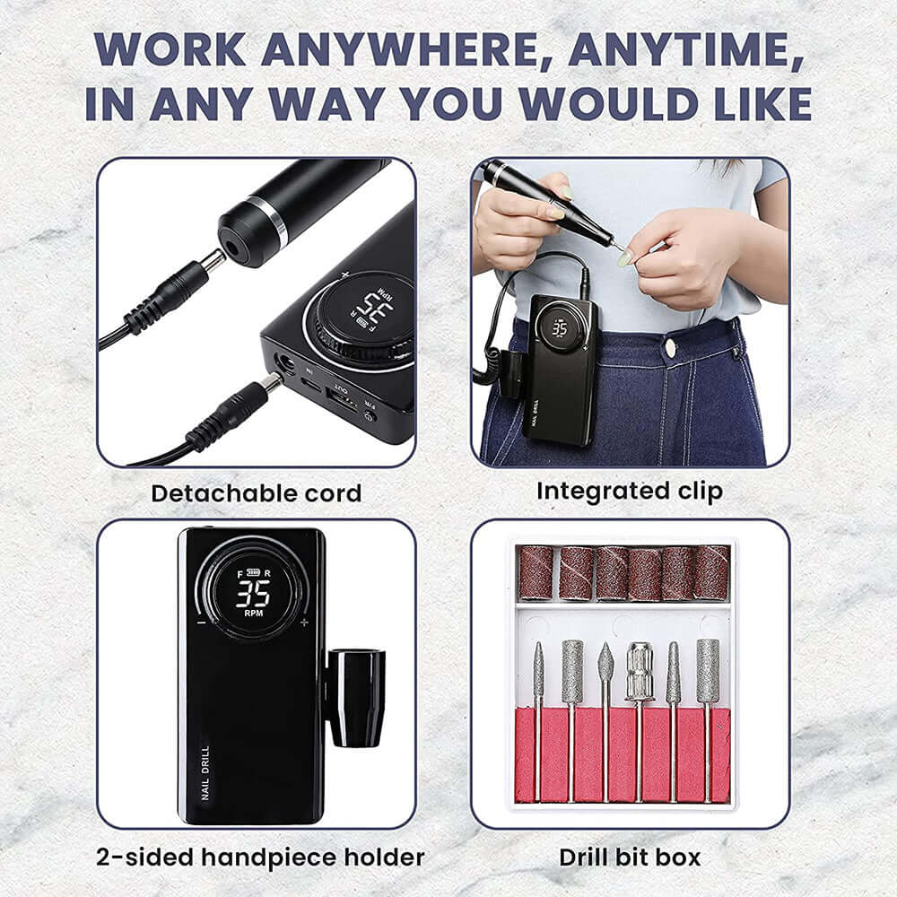 Electric Nail Drill Kit Rechargeable Portable Electric Nail Drill Machine Kit for Acrylic Nails - The Shopsite