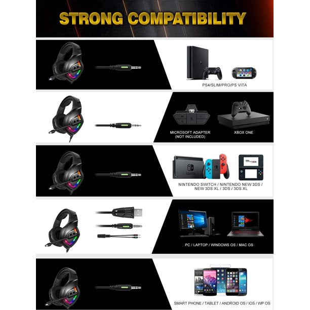 RGB Gaming Headset for PC / PS4 / PS5 / XBOX - The Shopsite