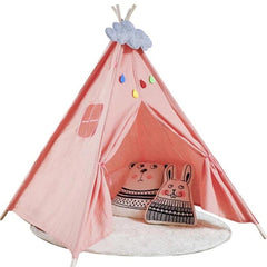 Kids Play Tent Kids Canvas Teepee Tent Playhouse Beige - The Shopsite
