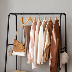 VASAGLE Clothing Organizer: Brown & Black Rack with Built-in Shelves