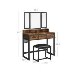 VASAGLE Makeup Vanity with Stool Dressing Table