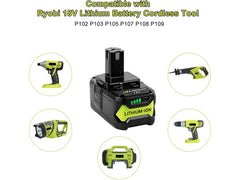 Ryobi Replacement Battery for Ryobi P104 P105 P107 P108 - The Shopsite