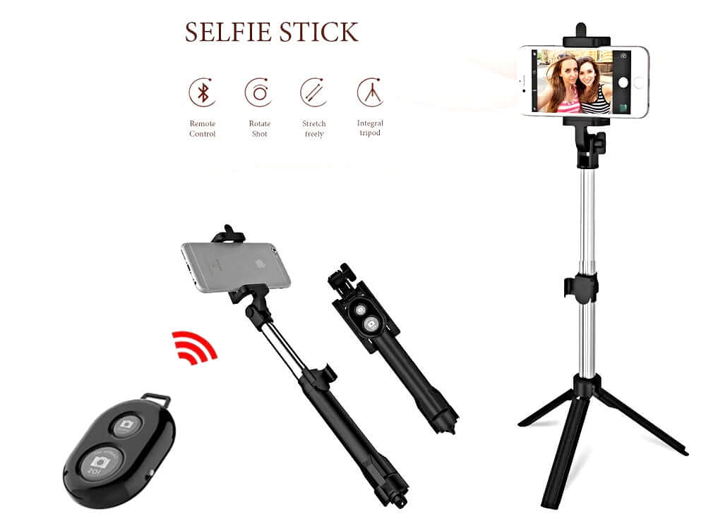 Bluetooth Selfie Stick Tripod with Bluetooth Remote - The Shopsite