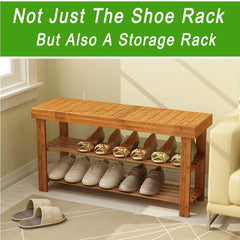 Bamboo Shoe Rack Bench 3-Tier - The Shopsite