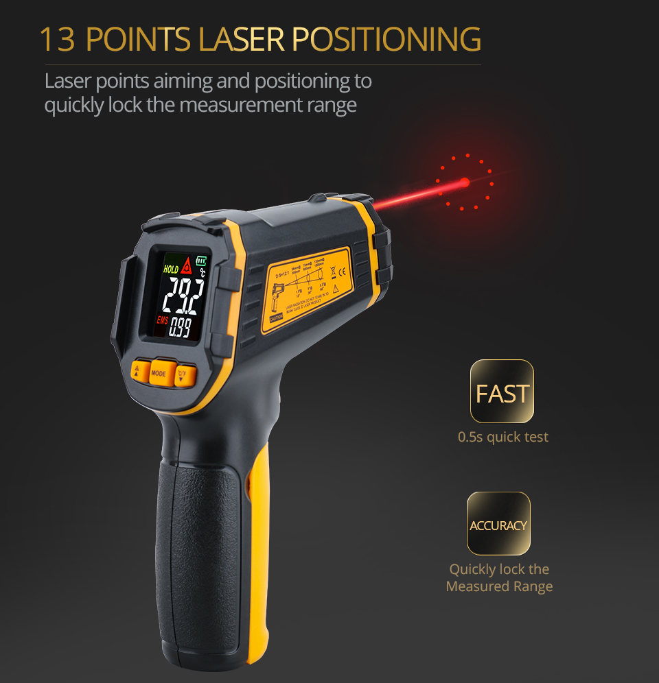 Infrared Thermometer Gun Color LCD