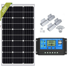 Monocrystalline Solar Panel 50W 12V with controller and mount - The Shopsite