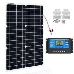 Solar Panel 30W 12V with controller 20A and mount Monocrystalline - The Shopsite