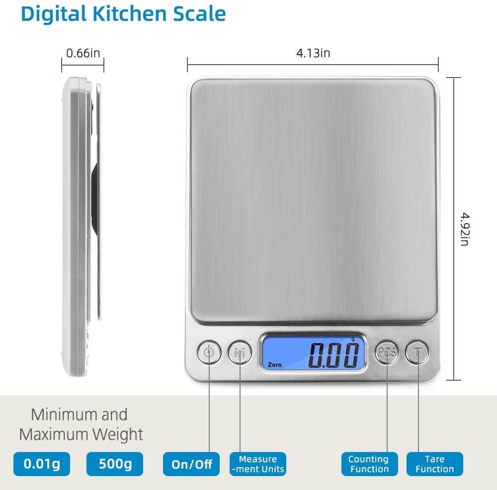 Digital Scales Digital Kitchen Scale Toprime 500g 0.01g High Precision - The Shopsite