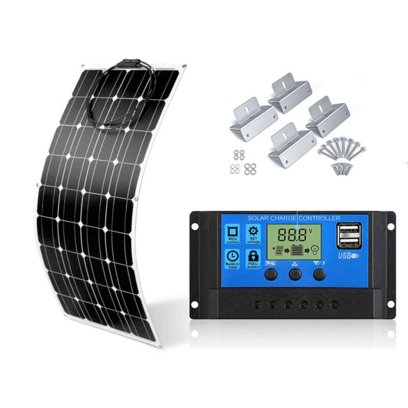 Flexible 100W Solar Panel with controller and mount - The Shopsite