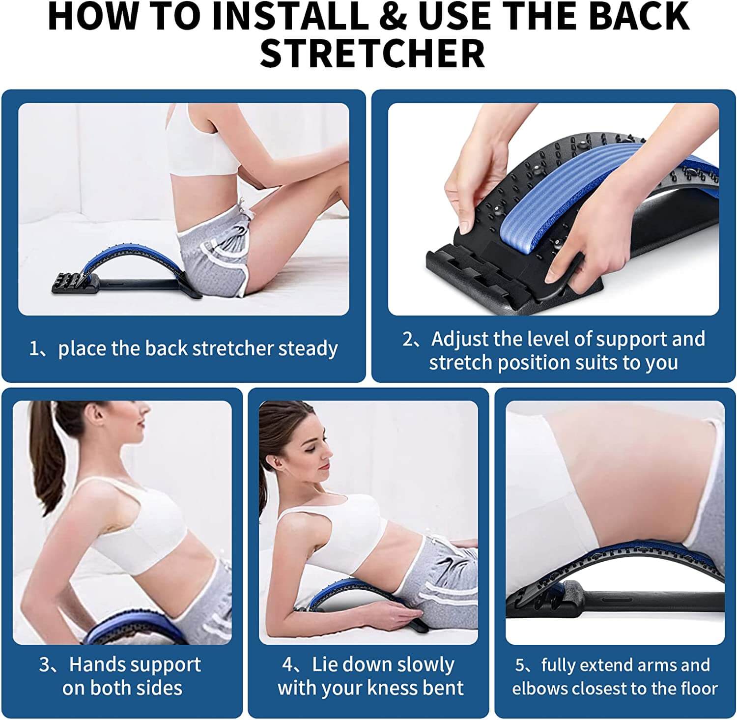Back Stretcher for Lower Back Pain Relief, Multi Level Lumbar