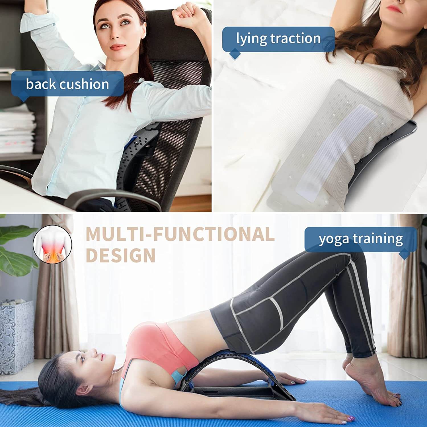 2pc Ergonomic Seat Cushion Lumbar Roll Combo for Chair - Pain and Pressure  Relief for Lower Back