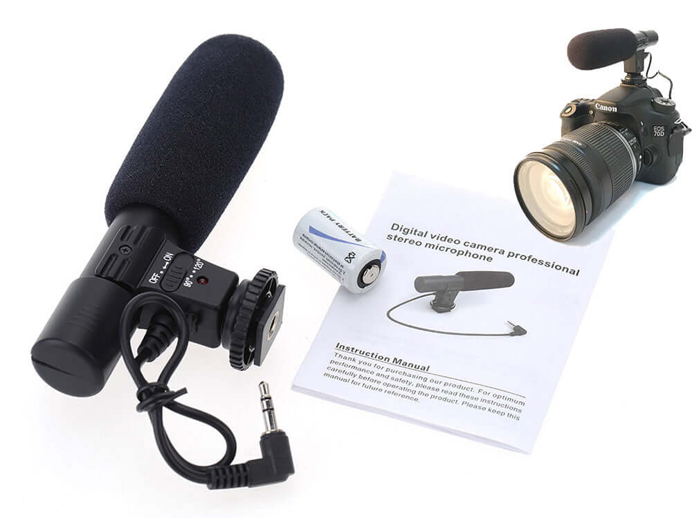 Camera Microphone with CR2 3V Li-battery - The Shopsite