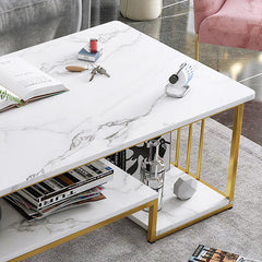 Marble Texture Modern Rectangle Coffee Table - The Shopsite