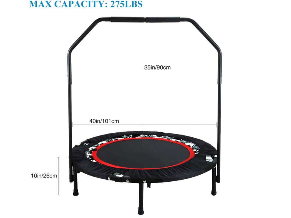 40 Foldable Mini Trampoline, Fitness Rebounder with Safety Pad