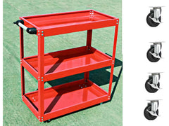 Cart 3-Tier Parts Steel Trolley Storage Organizer Red - The Shopsite