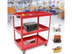 Cart 3-Tier Parts Steel Trolley Storage Organizer Red