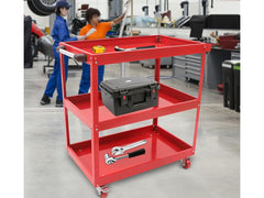 Cart 3-Tier Parts Steel Trolley Storage Organizer Red