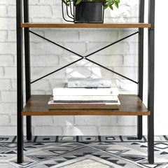 VASAGLE Ladder Shelf, Bookshelf, 4-Tier Industrial Storage Rack for Living Room, Bedroom, Kitchen, Rustic Brown and Black