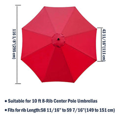 3M Parasol Replacement Cloth Round Garden Umbrella Cover For 8-Arm - The Shopsite