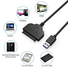Sata To Usb Cable, Usb 3.0 To Sata Hard Drive Adapter Compatible For 2.5 Inch Hdd And Ssd - The Shopsite