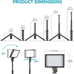 2-Pack Dimmable 5600K USB LED Video Light with Adjustable Tripod Stand - The Shopsite