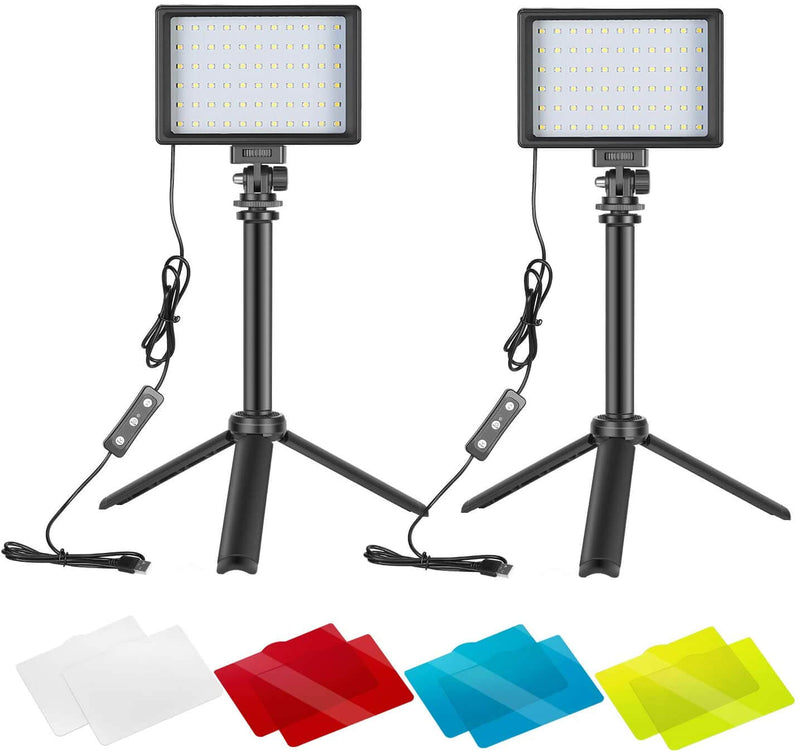 2-Pack Dimmable 5600K USB LED Video Light with Adjustable Tripod Stand - The Shopsite