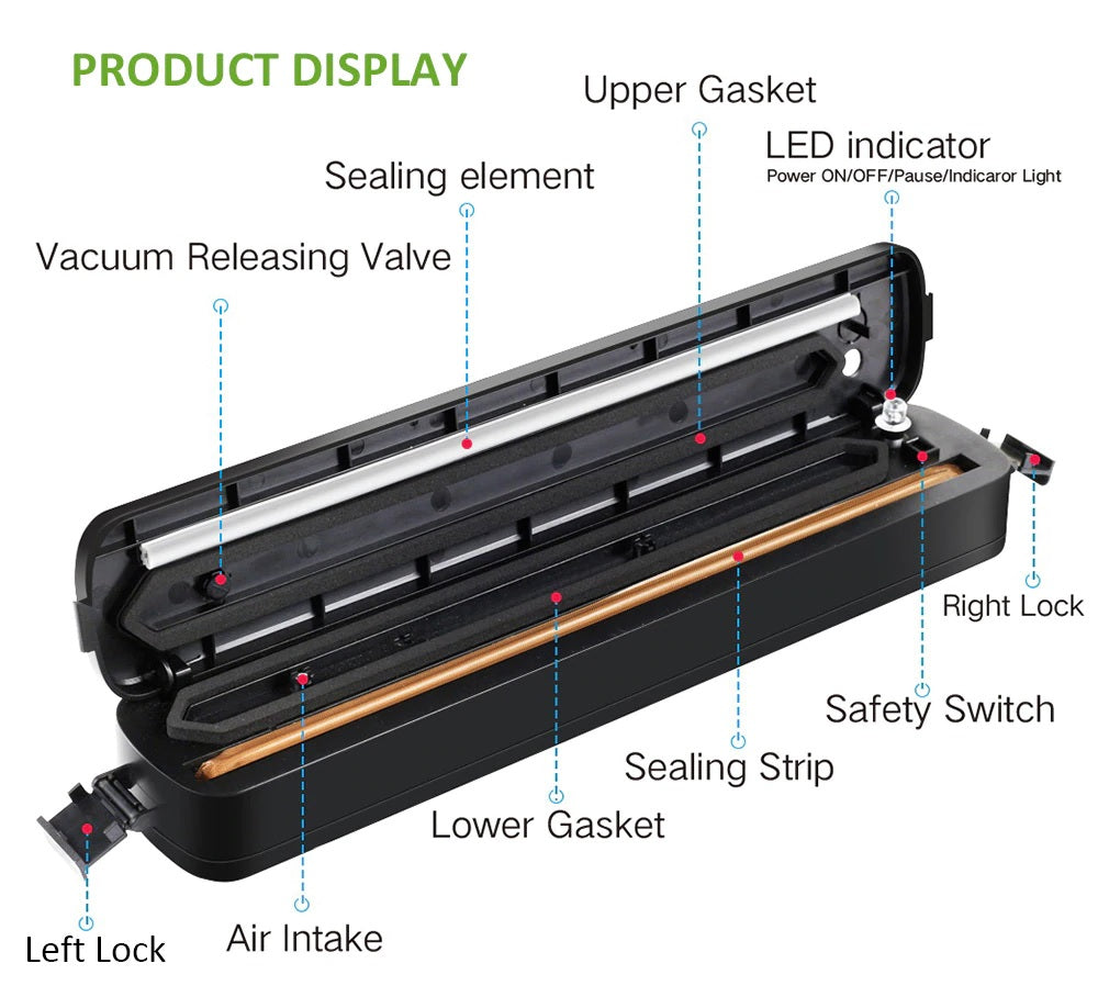 Vacuum Sealer With 15Pcs Bag plus 28cm roll - The Shopsite