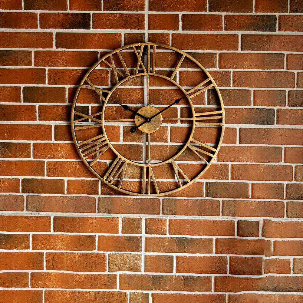 Big Retro Wrought Iron Wall Clock Roman Numerals - The Shopsite