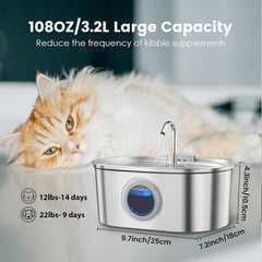 Cat Water Fountain Stainless Steel 3.2L