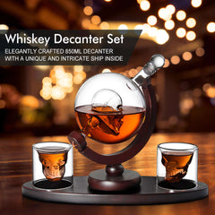 850Ml Skull Whiskey Decanter Set 2 Whisky Glasses - The Shopsite