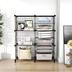 6 Cubes Black DIY Wire Storage Shelves Wardrobe