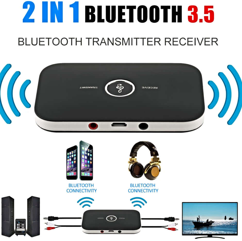 Bluetooth Transmitter Receiver Audio Cable 2-In-1 Wireless
